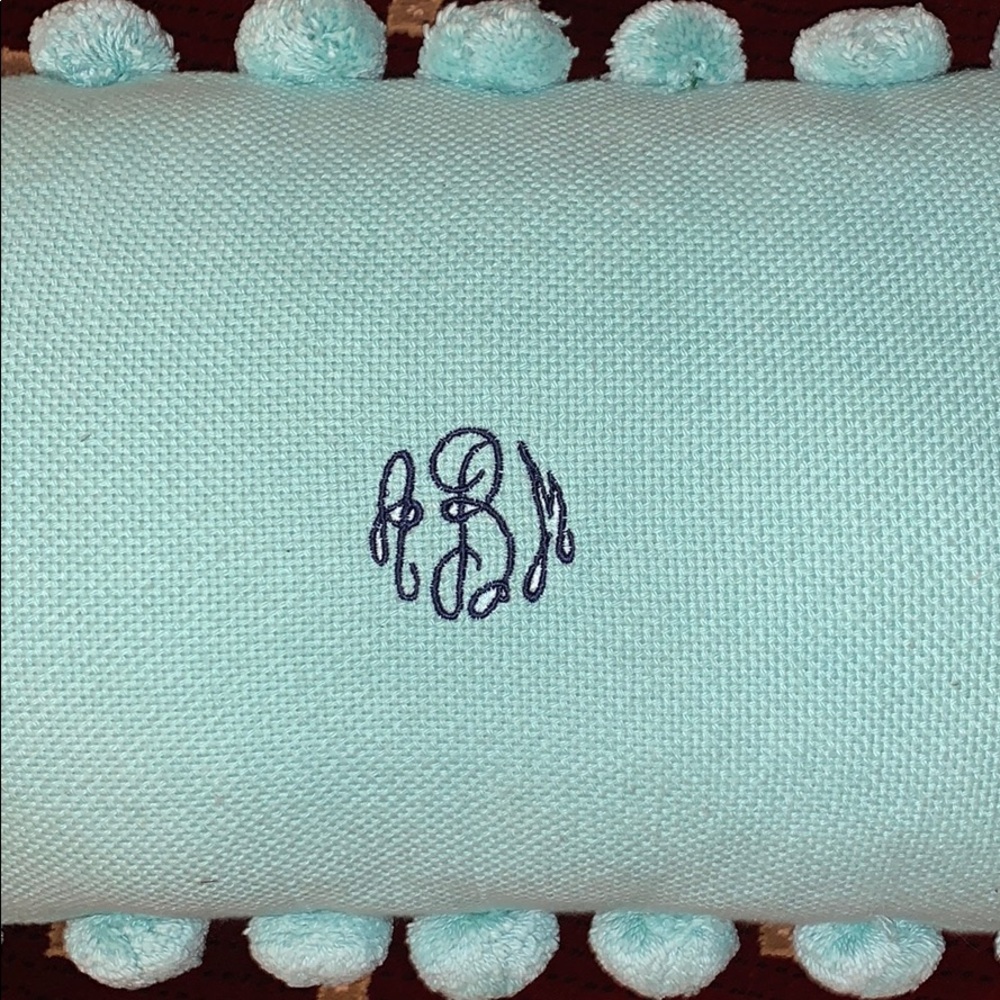 PB Teen Teal Pom Pom Rectangular Throw Pillow